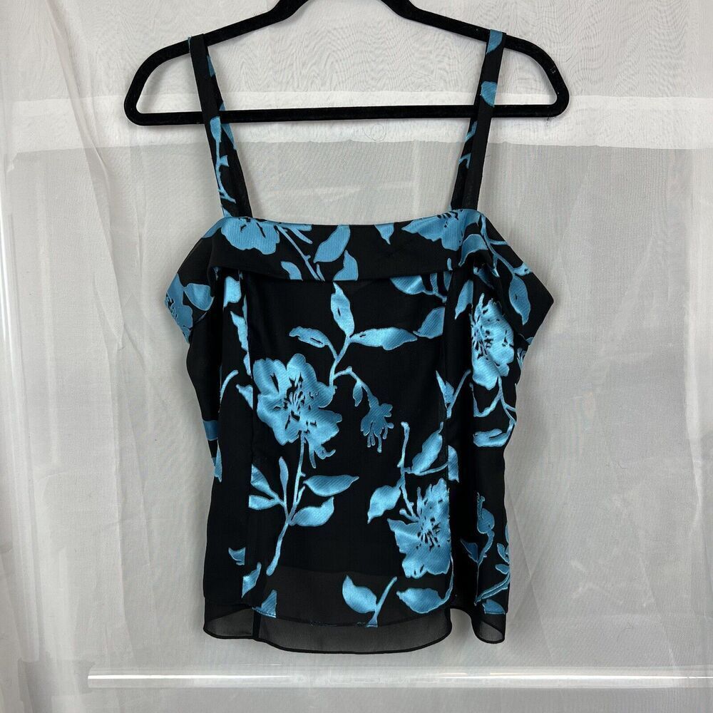 Vintage Alex Evenings 2 piece set sheer floral tank flowy cocktail formal sz XL